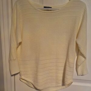 Boatneck Cream Textured Knit Sweater - Relaxed Fit